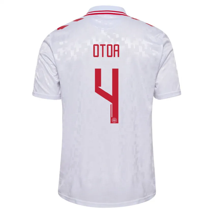 Danxen Kinder Dänemark Sebastian Otoa #4 Weiß Auswärtstrikot Trikot 24-26 T-Shirt