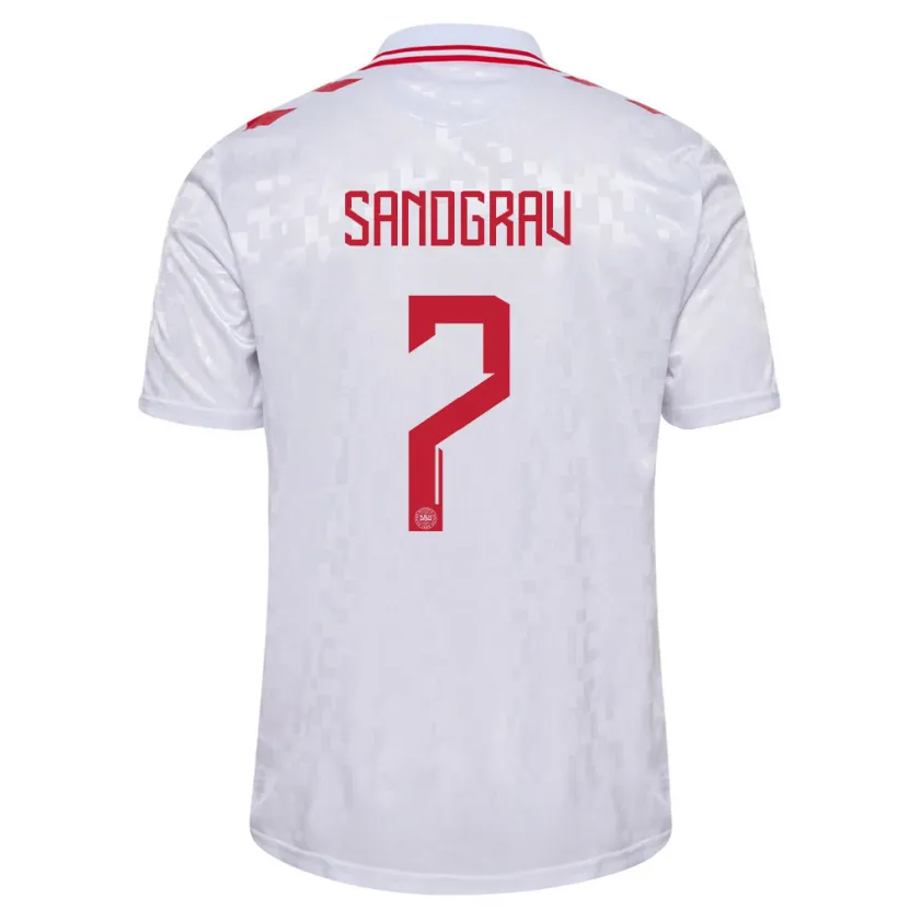 Danxen Kinder Dänemark Lauge Sandgrav #7 Weiß Auswärtstrikot Trikot 24-26 T-Shirt