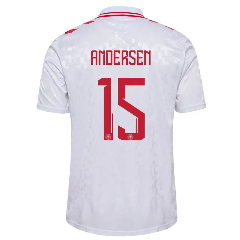 Danxen Kinder Dänemark Jacob Andersen #15 Weiß Auswärtstrikot Trikot 24-26 T-Shirt