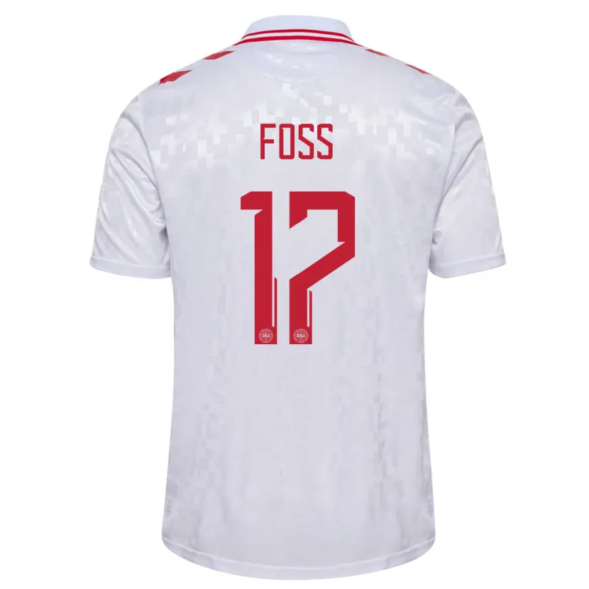 Danxen Kinder Dänemark Jonathan Foss #17 Weiß Auswärtstrikot Trikot 24-26 T-Shirt