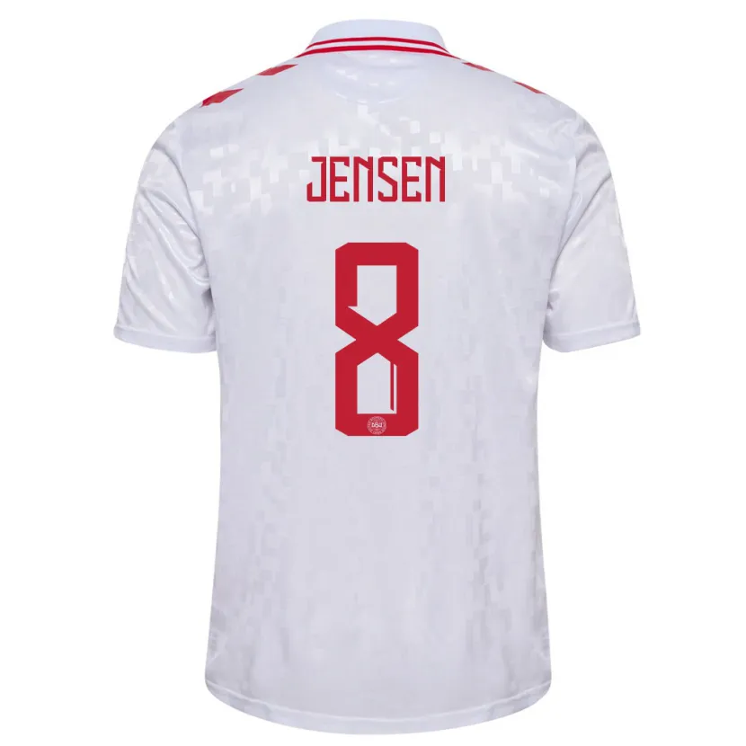 Danxen Kinder Dänemark Tobias Lund Jensen #8 Weiß Auswärtstrikot Trikot 24-26 T-Shirt