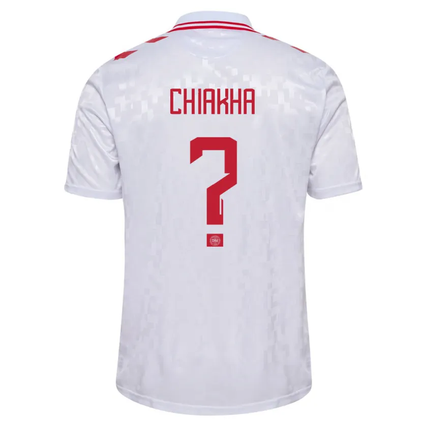 Danxen Kinder Dänemark Amin Chiakha #0 Weiß Auswärtstrikot Trikot 24-26 T-Shirt