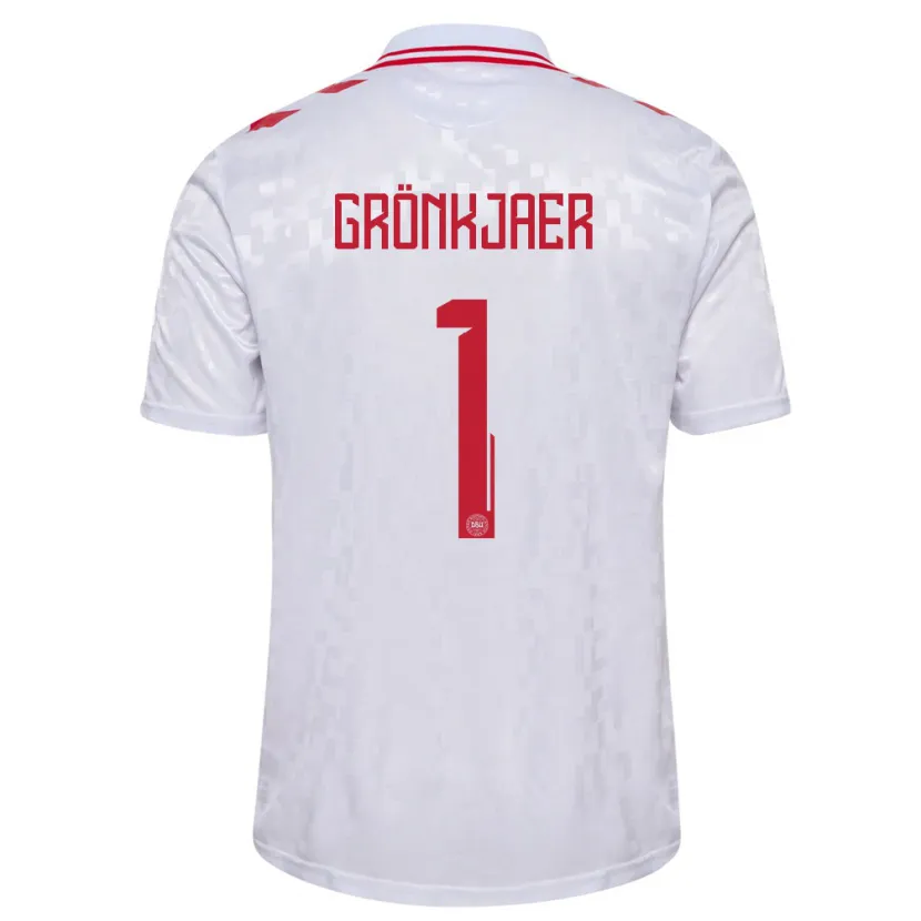 Danxen Kinder Dänemark Bertil Grönkjaer #1 Weiß Auswärtstrikot Trikot 24-26 T-Shirt
