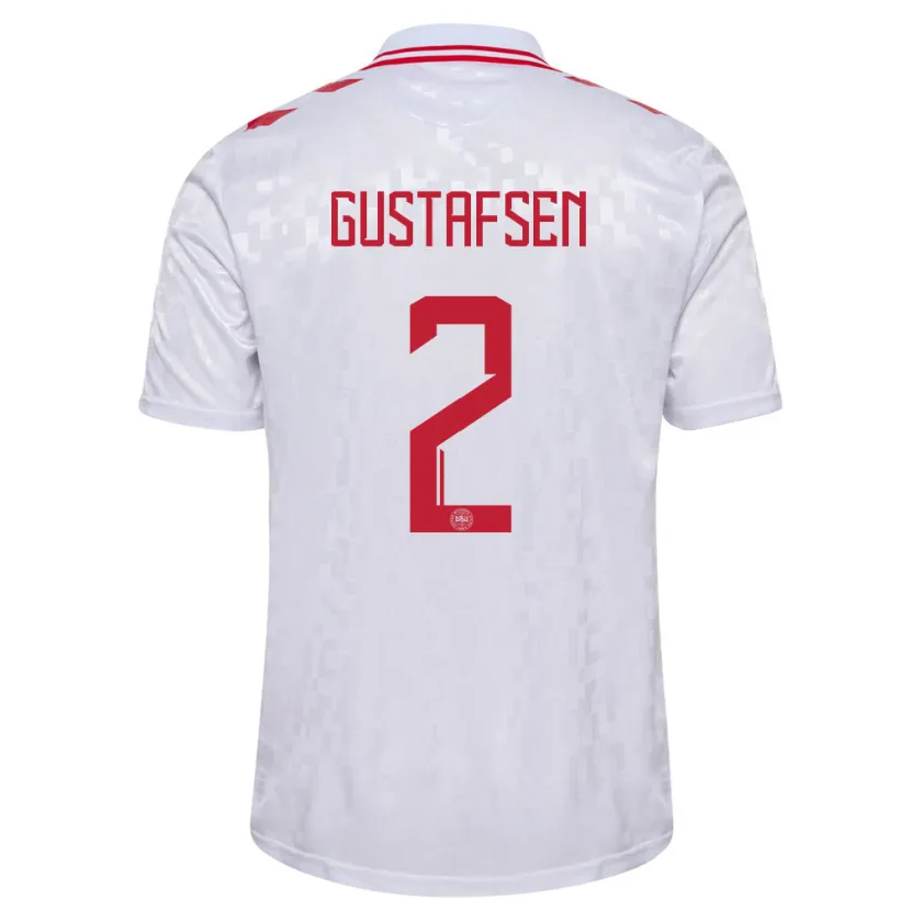 Danxen Kinder Dänemark Victor Gustafsen #2 Weiß Auswärtstrikot Trikot 24-26 T-Shirt