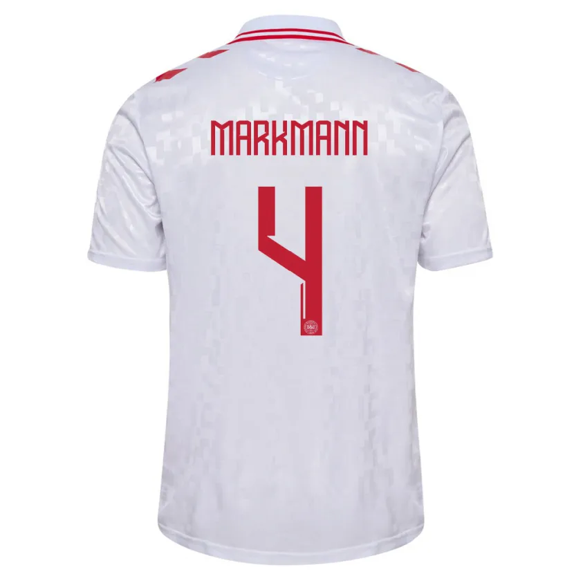Danxen Kinder Dänemark Noah Markmann #4 Weiß Auswärtstrikot Trikot 24-26 T-Shirt