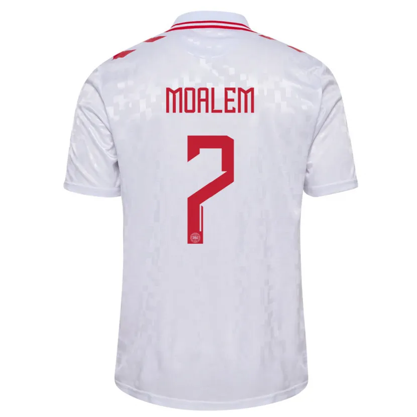 Danxen Kinder Dänemark Jonathan Moalem #7 Weiß Auswärtstrikot Trikot 24-26 T-Shirt