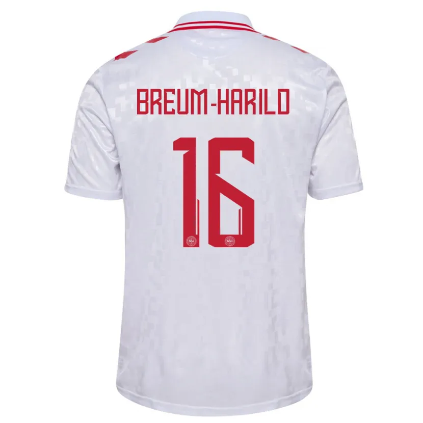 Danxen Kinder Dänemark Tobias Breum-Harild #16 Weiß Auswärtstrikot Trikot 24-26 T-Shirt