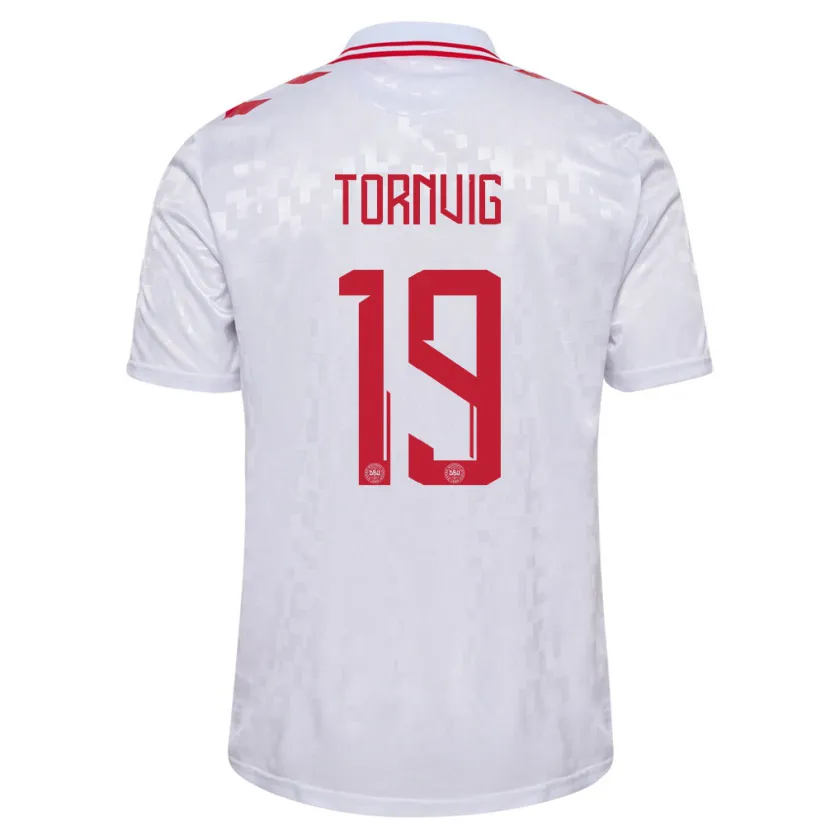 Danxen Kinder Dänemark Nicolaj Tornvig #19 Weiß Auswärtstrikot Trikot 24-26 T-Shirt