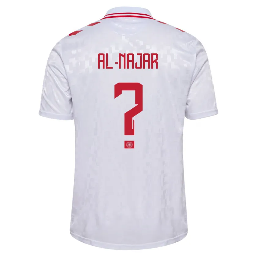 Danxen Kinder Dänemark Ali Al-Najar #0 Weiß Auswärtstrikot Trikot 24-26 T-Shirt