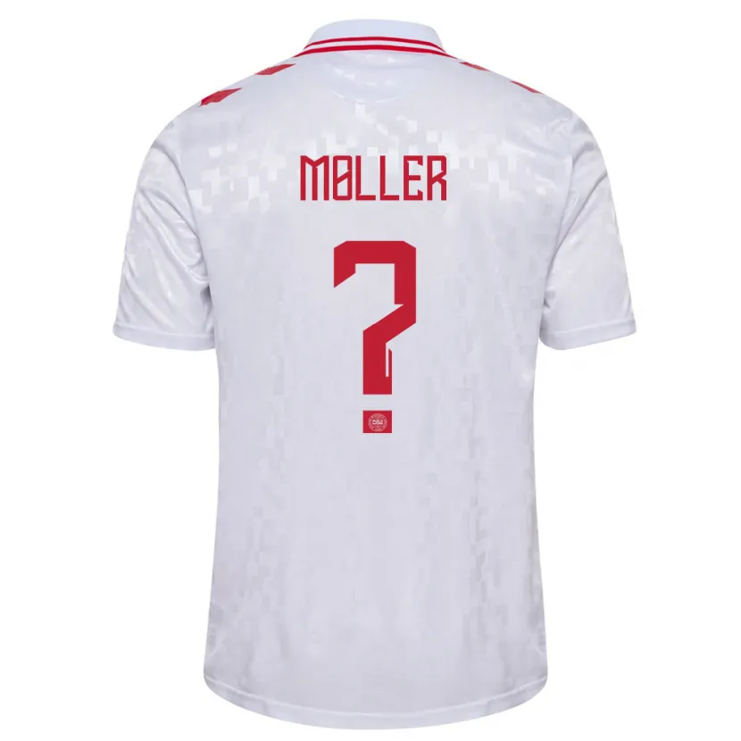 Danxen Kinder Dänemark William Møller #0 Weiß Auswärtstrikot Trikot 24-26 T-Shirt