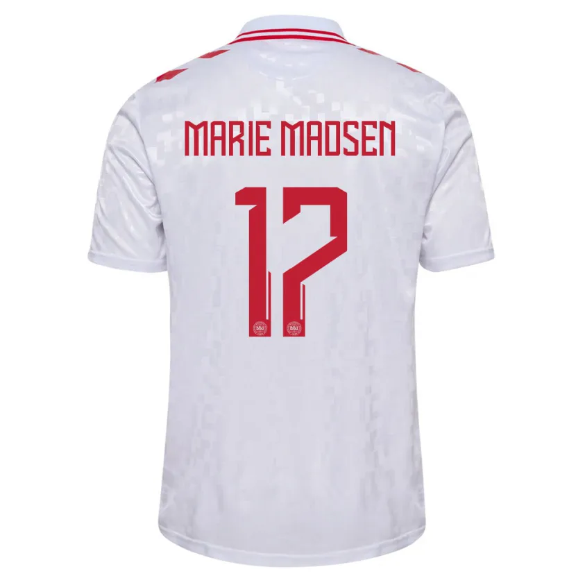 Danxen Kinder Dänemark Rikke Marie Madsen #17 Weiß Auswärtstrikot Trikot 24-26 T-Shirt