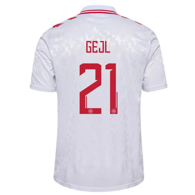Danxen Kinder Dänemark Mille Gejl #21 Weiß Auswärtstrikot Trikot 24-26 T-Shirt