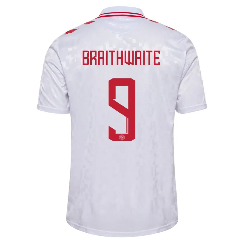 Danxen Kinder Dänemark Martin Braithwaite #9 Weiß Auswärtstrikot Trikot 24-26 T-Shirt