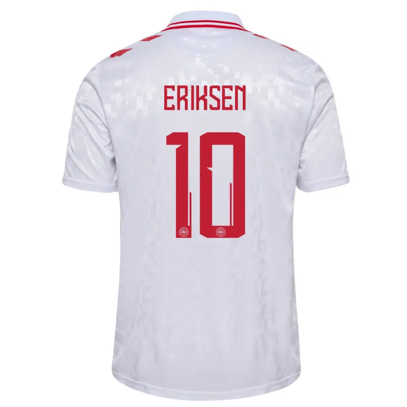 Danxen Kinder Dänemark Christian Eriksen #10 Weiß Auswärtstrikot Trikot 24-26 T-Shirt