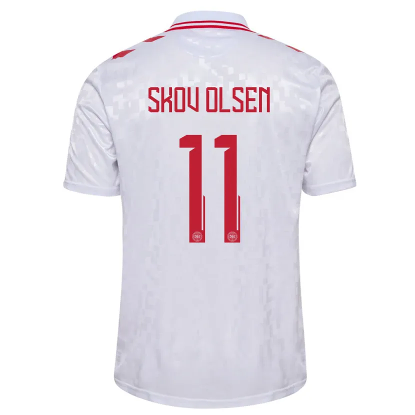 Danxen Kinder Dänemark Andreas Skov Olsen #11 Weiß Auswärtstrikot Trikot 24-26 T-Shirt