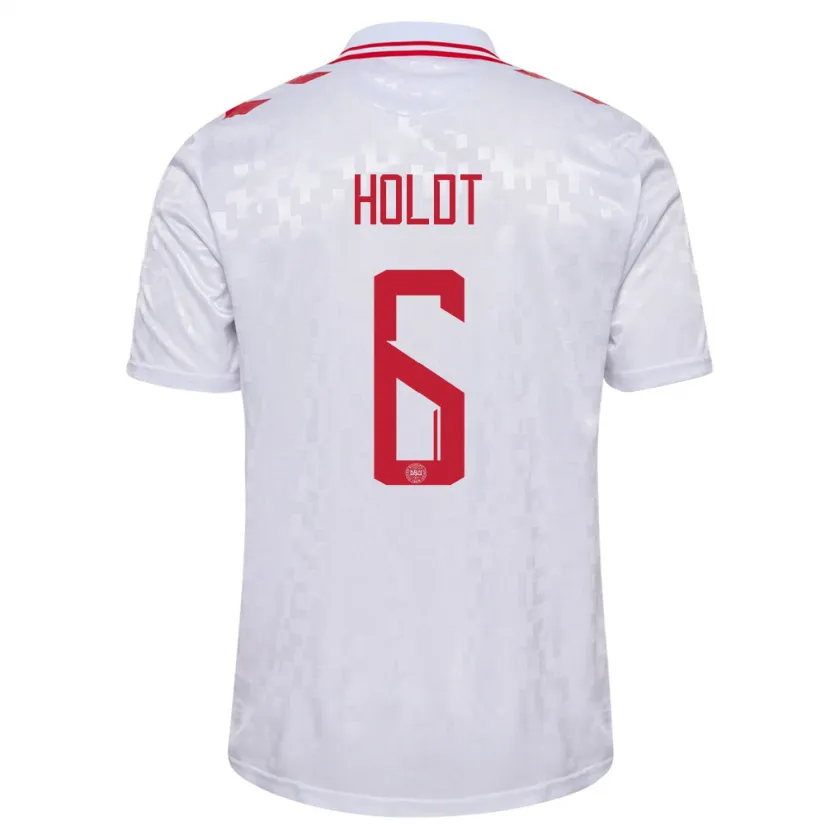 Danxen Kinder Dänemark Olivia Holdt #6 Weiß Auswärtstrikot Trikot 24-26 T-Shirt