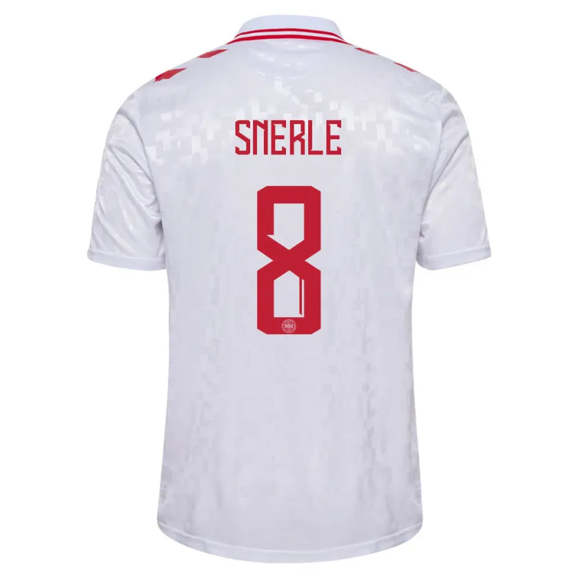 Danxen Kinder Dänemark Emma Snerle #8 Weiß Auswärtstrikot Trikot 24-26 T-Shirt