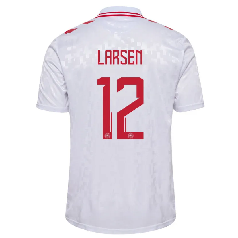 Danxen Kinder Dänemark Stine Larsen #12 Weiß Auswärtstrikot Trikot 24-26 T-Shirt
