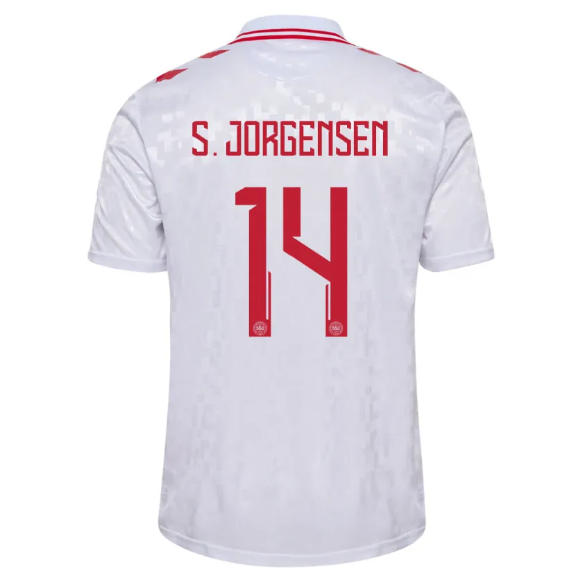 Danxen Kinder Dänemark Sebastian Jorgensen #14 Weiß Auswärtstrikot Trikot 24-26 T-Shirt