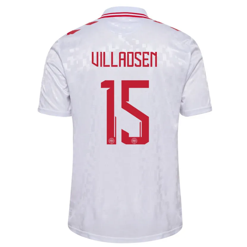 Danxen Kinder Dänemark Oliver Villadsen #15 Weiß Auswärtstrikot Trikot 24-26 T-Shirt