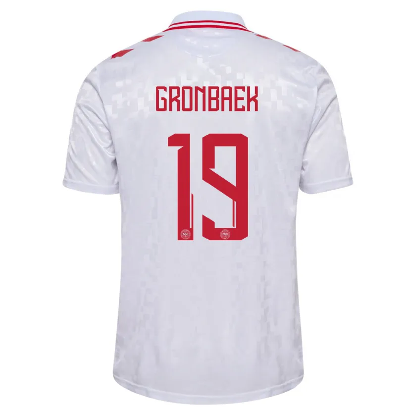 Danxen Kinder Dänemark Albert Gronbaek #19 Weiß Auswärtstrikot Trikot 24-26 T-Shirt