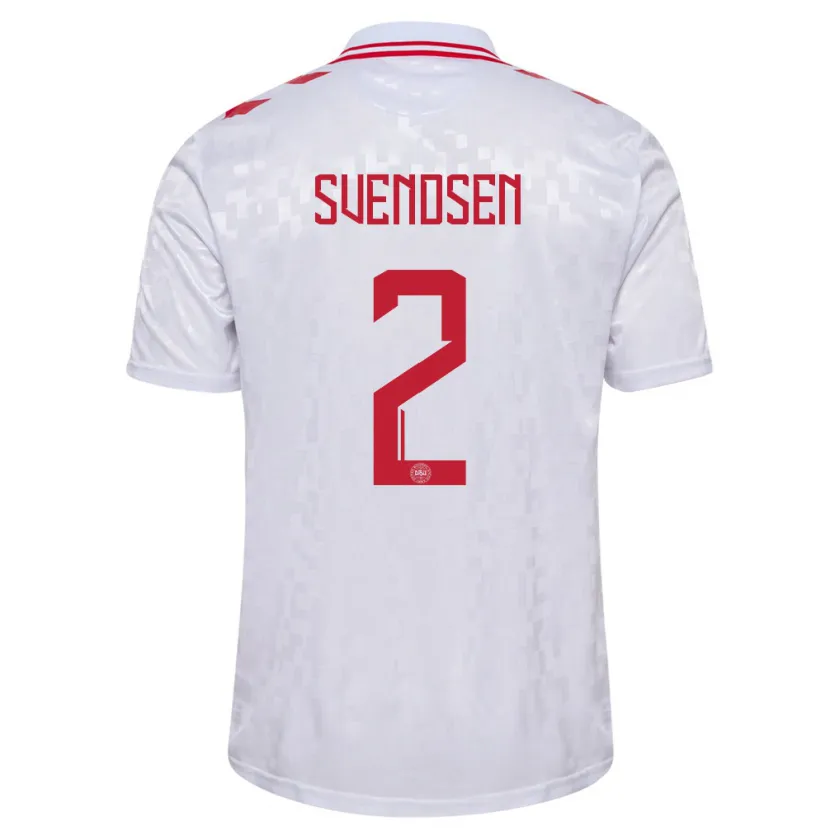 Danxen Kinder Dänemark Oliver Svendsen #2 Weiß Auswärtstrikot Trikot 24-26 T-Shirt