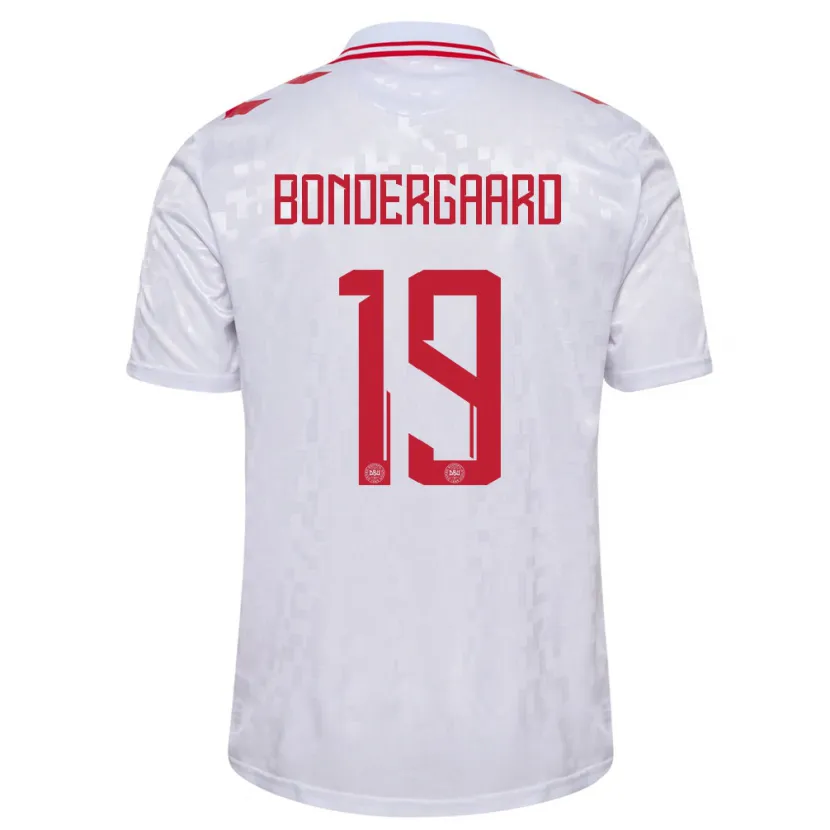 Danxen Kinder Dänemark Asbjorn Bondergaard #19 Weiß Auswärtstrikot Trikot 24-26 T-Shirt