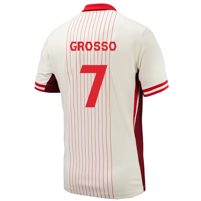 Danxen Kinder Kanada Julia Grosso #7 Weiß Auswärtstrikot Trikot 24-26 T-Shirt
