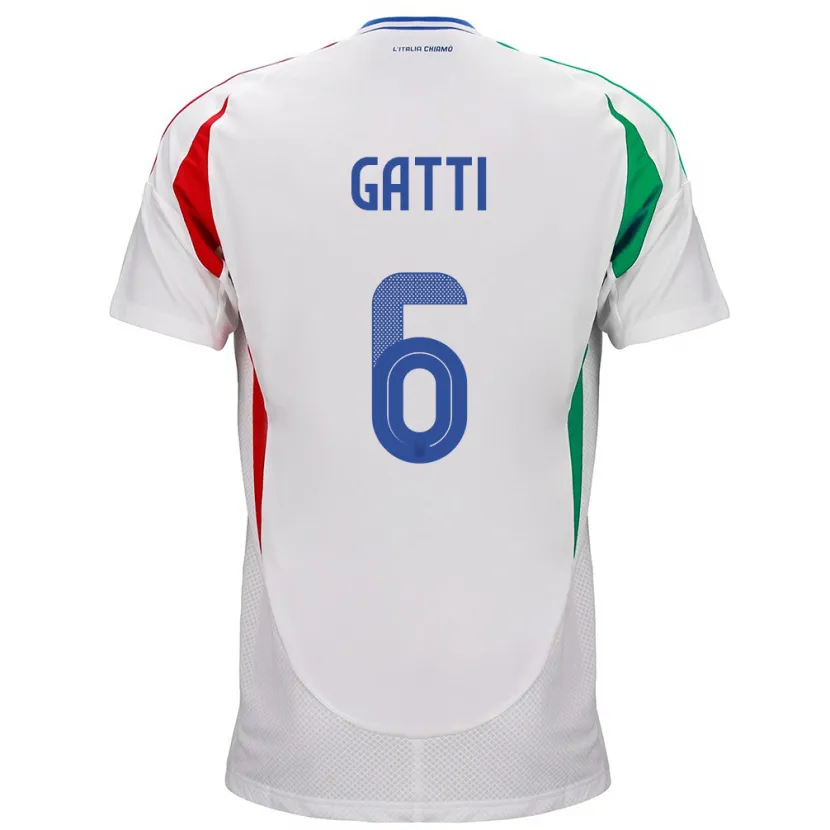 Danxen Kinder Italien Federico Gatti #6 Weiß Auswärtstrikot Trikot 24-26 T-Shirt