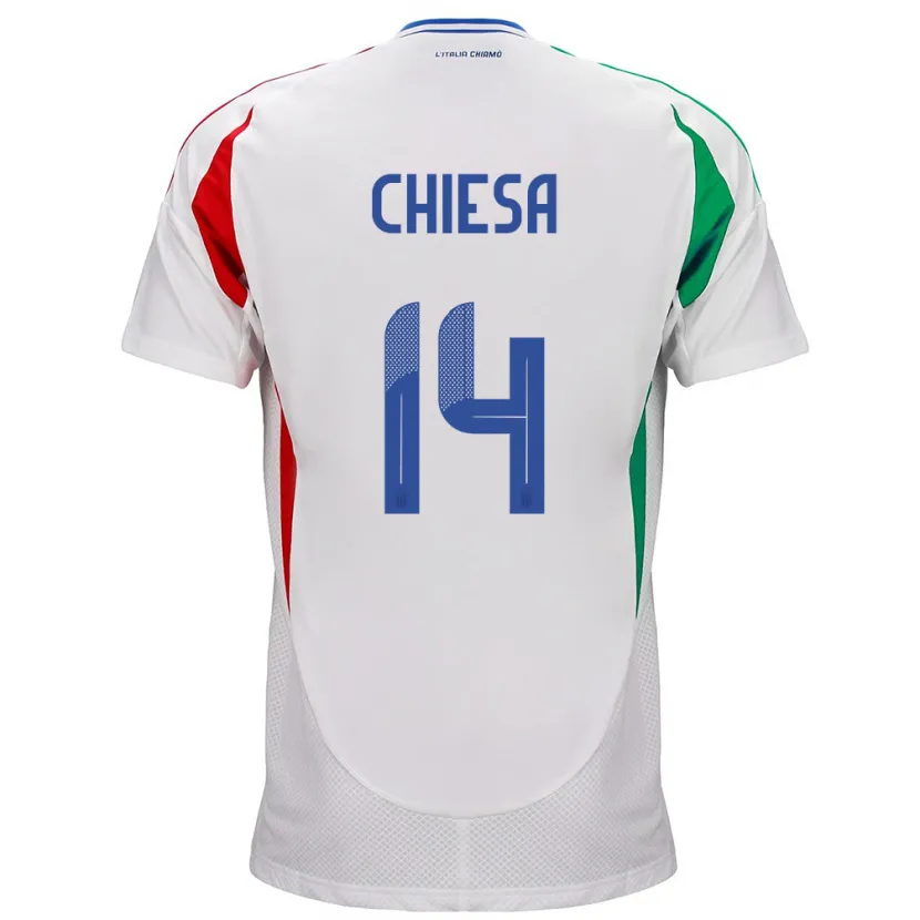 Danxen Kinder Italien Federico Chiesa #14 Weiß Auswärtstrikot Trikot 24-26 T-Shirt
