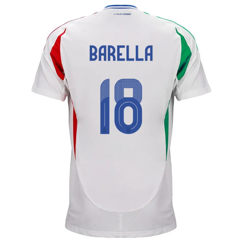 Danxen Kinder Italien Nicolò Barella #18 Weiß Auswärtstrikot Trikot 24-26 T-Shirt