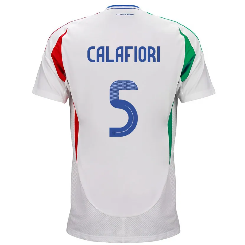 Danxen Kinder Italien Riccardo Calafiori #5 Weiß Auswärtstrikot Trikot 24-26 T-Shirt