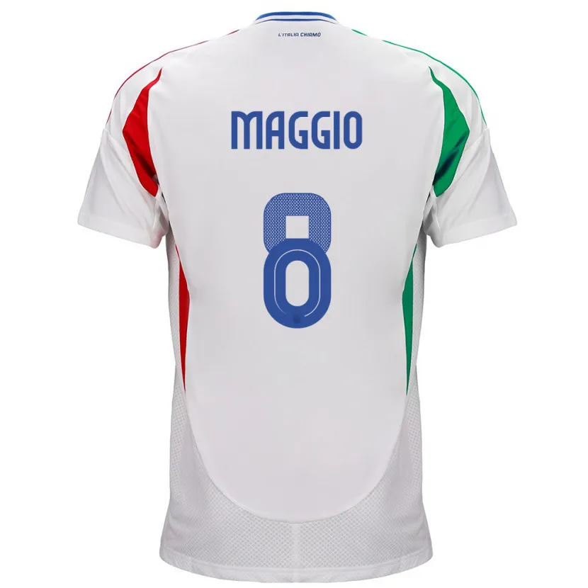 Danxen Kinder Italien Luca Di Maggio #8 Weiß Auswärtstrikot Trikot 24-26 T-Shirt
