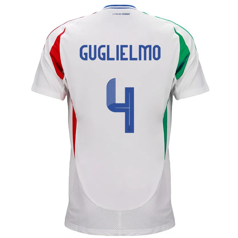 Danxen Kinder Italien Lucia Di Guglielmo #4 Weiß Auswärtstrikot Trikot 24-26 T-Shirt