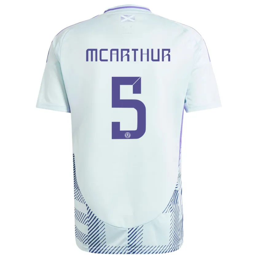 Danxen Kinder Schottland Charlie Mcarthur #5 Helles Mintblau Auswärtstrikot Trikot 24-26 T-Shirt