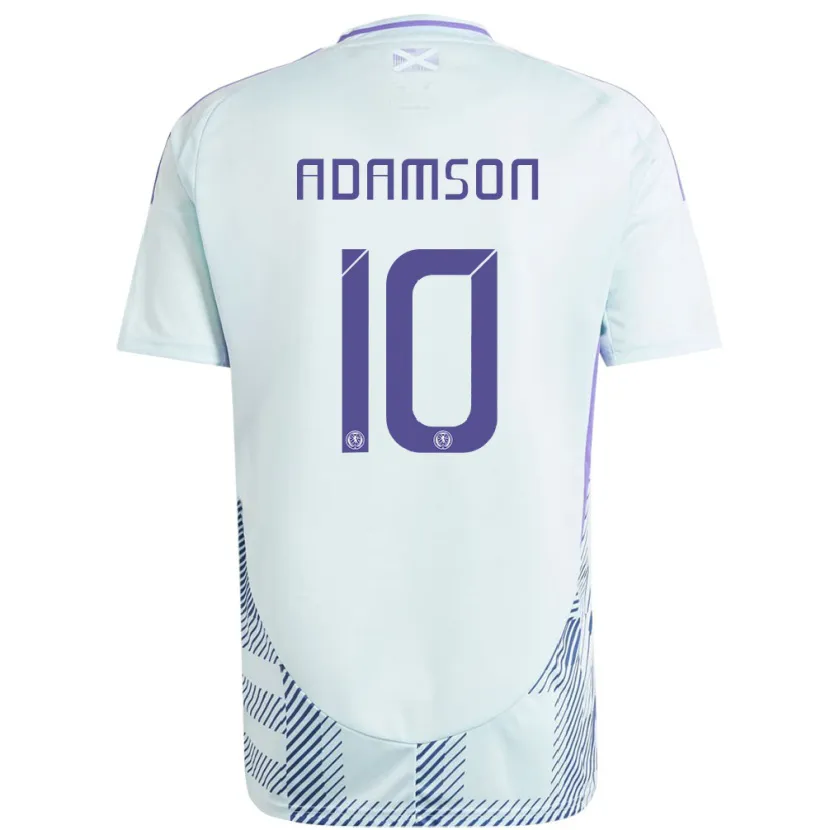 Danxen Kinder Schottland Calum Adamson #10 Helles Mintblau Auswärtstrikot Trikot 24-26 T-Shirt