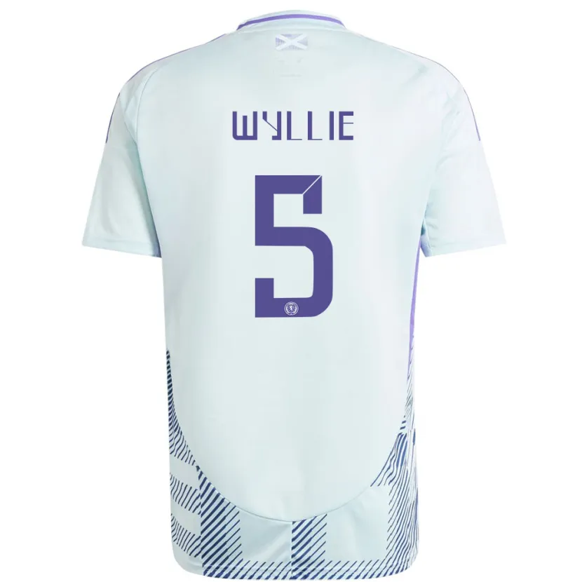 Danxen Kinder Schottland Jack Wyllie #5 Helles Mintblau Auswärtstrikot Trikot 24-26 T-Shirt