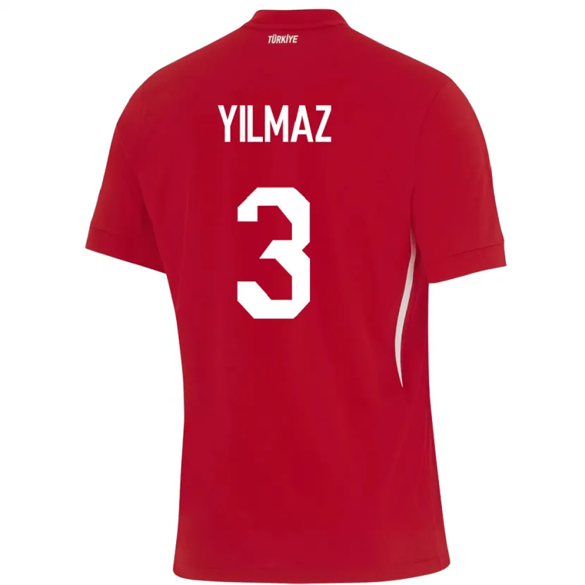 Danxen Kinder Türkei Berkay Yılmaz #3 Rot Auswärtstrikot Trikot 24-26 T-Shirt