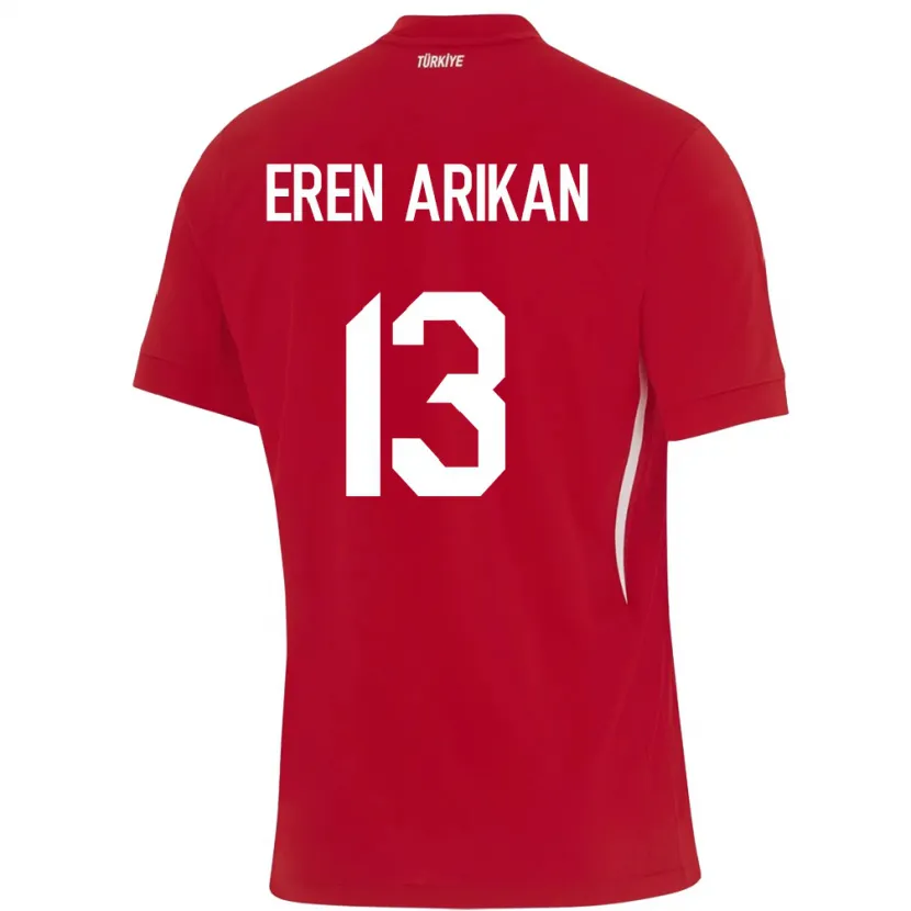 Danxen Kinder Türkei Muhammed Eren Arıkan #13 Rot Auswärtstrikot Trikot 24-26 T-Shirt