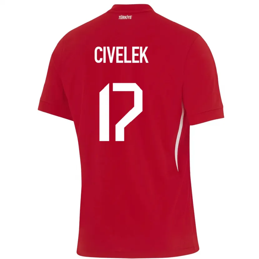 Danxen Kinder Türkei İlayda Civelek #17 Rot Auswärtstrikot Trikot 24-26 T-Shirt