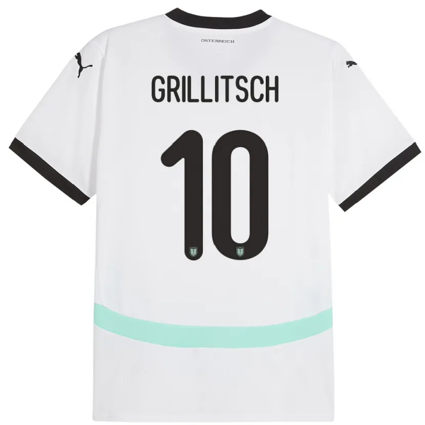 Danxen Kinder Österreich Florian Grillitsch #10 Weiß Auswärtstrikot Trikot 24-26 T-Shirt