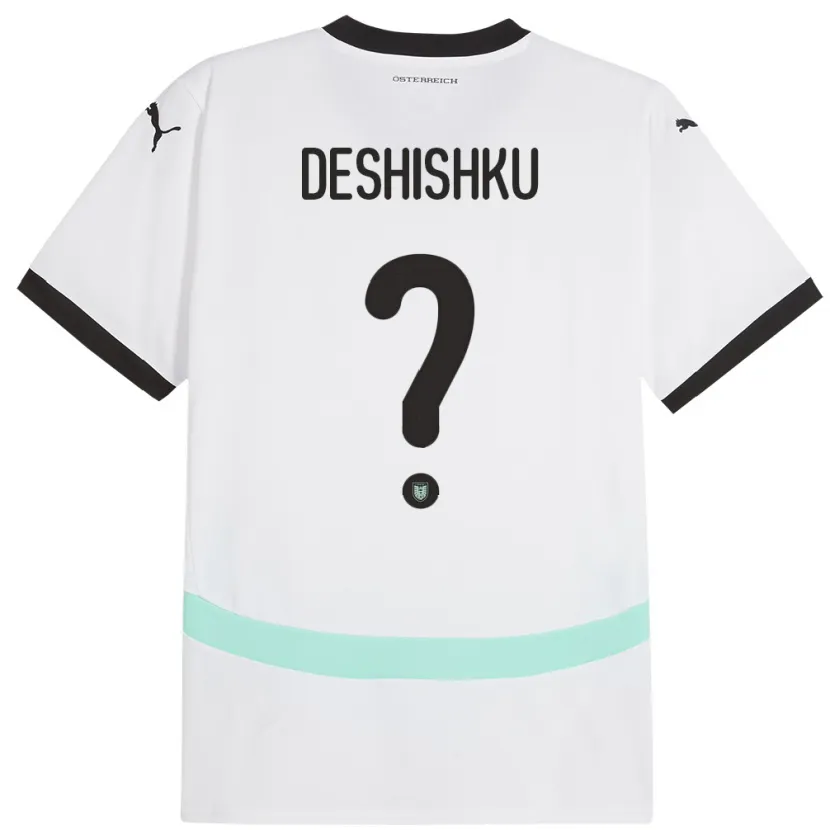Danxen Kinder Österreich Hasan Deshishku #0 Weiß Auswärtstrikot Trikot 24-26 T-Shirt