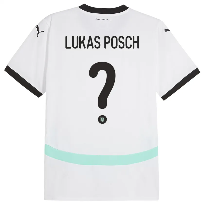Danxen Kinder Österreich Lukas Posch #0 Weiß Auswärtstrikot Trikot 24-26 T-Shirt