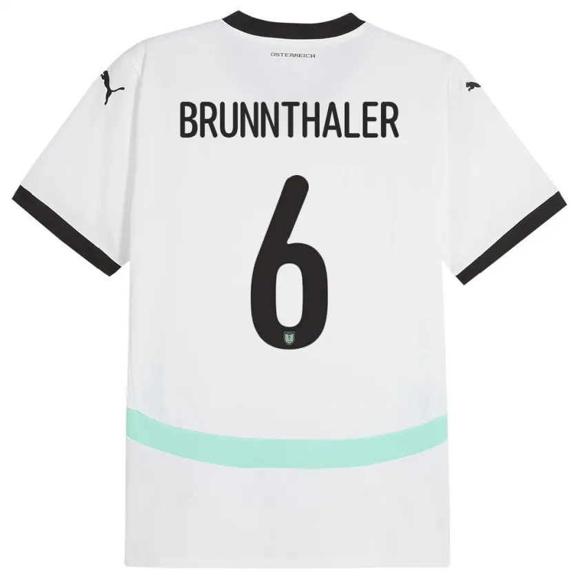 Danxen Kinder Österreich Melanie Brunnthaler #6 Weiß Auswärtstrikot Trikot 24-26 T-Shirt