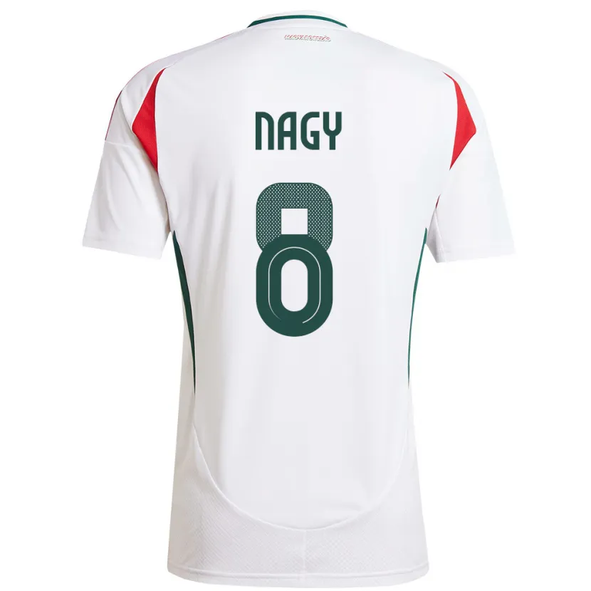 Danxen Kinder Ungarn Ádám Nagy #8 Weiß Auswärtstrikot Trikot 24-26 T-Shirt