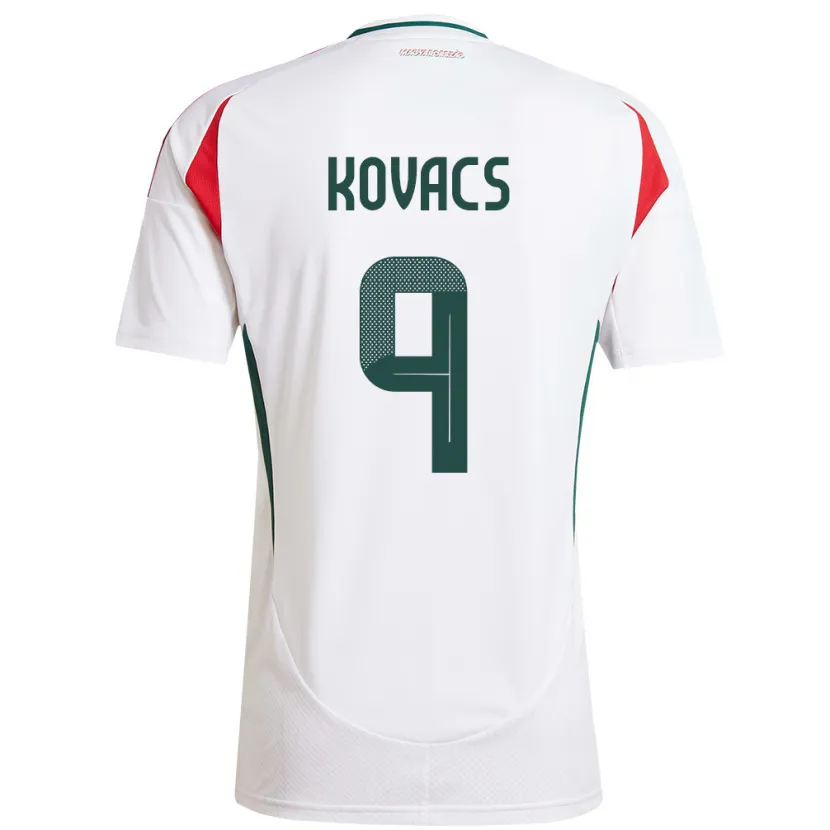 Danxen Kinder Ungarn Patrik Kovács #9 Weiß Auswärtstrikot Trikot 24-26 T-Shirt