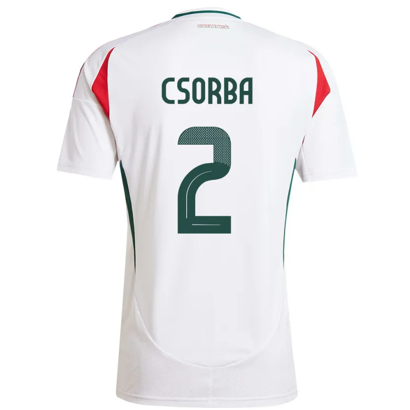 Danxen Kinder Ungarn Dominik Csorba #2 Weiß Auswärtstrikot Trikot 24-26 T-Shirt