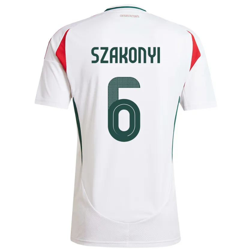 Danxen Kinder Ungarn Emese Szakonyi #6 Weiß Auswärtstrikot Trikot 24-26 T-Shirt
