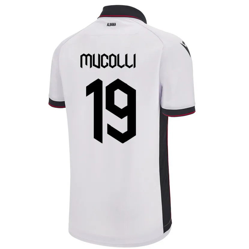 Danxen Kinder Albanien Arbnor Mucolli #19 Weiß Auswärtstrikot Trikot 24-26 T-Shirt