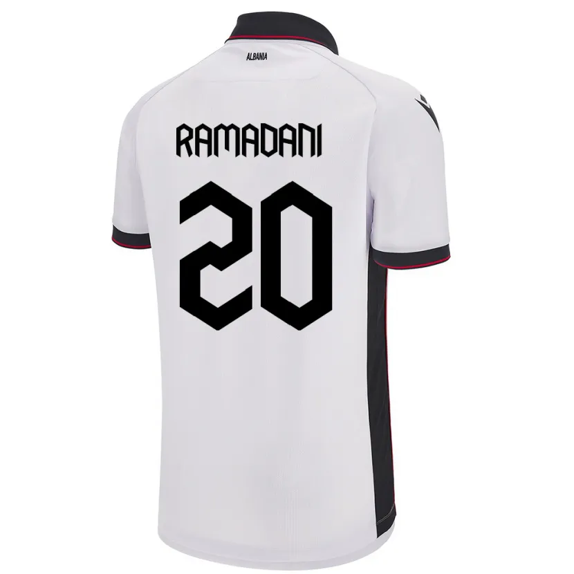 Danxen Kinder Albanien Ylber Ramadani #20 Weiß Auswärtstrikot Trikot 24-26 T-Shirt